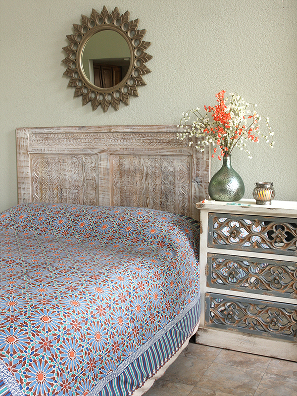 Mosaique Bleue bedspreads range from $69.99 to $199.99 depending on size.