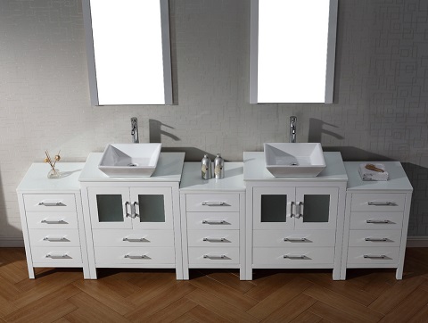 Dior 110″ Double Sink Bathroom Vanity Set in White KD-700110-S-WH from Virtu USA