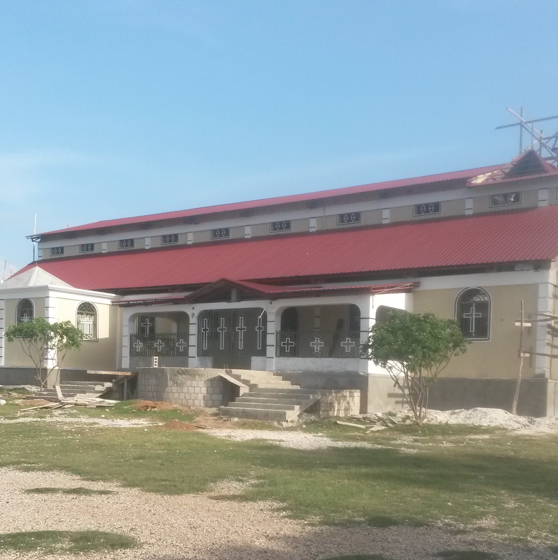 Bon Samaritan Episcopal Church in Bondeau, Haiti, receives the final construction touches before the dedication
