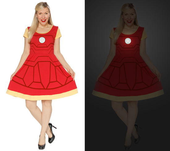 Fangirls can now have this Iron Man cap-sleeve dress, reflecting his armor, to look super stylish on their next outing – making the geek fashion world a better looking place! And it glows-in-the-dark!