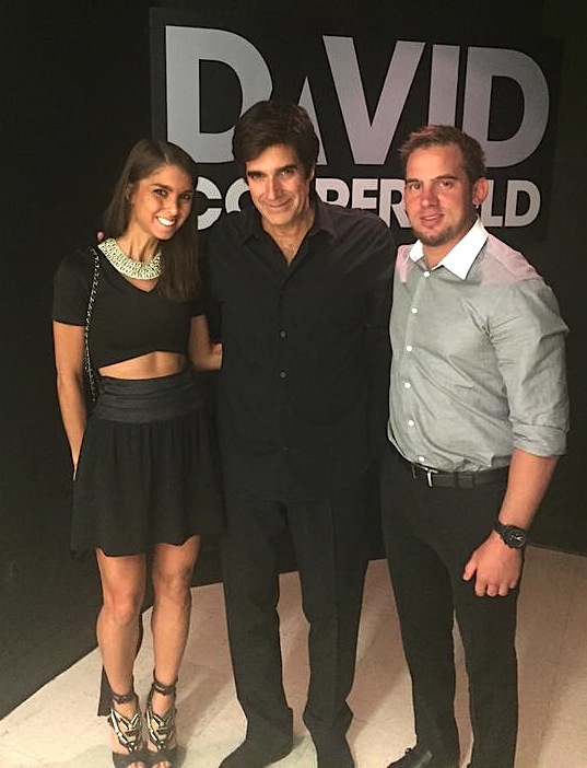 (from left) Fashion Stylist Megan Averbuch, Magician David Copperfield in Las Vegas where Averbuch curated brands during DEC Conference.