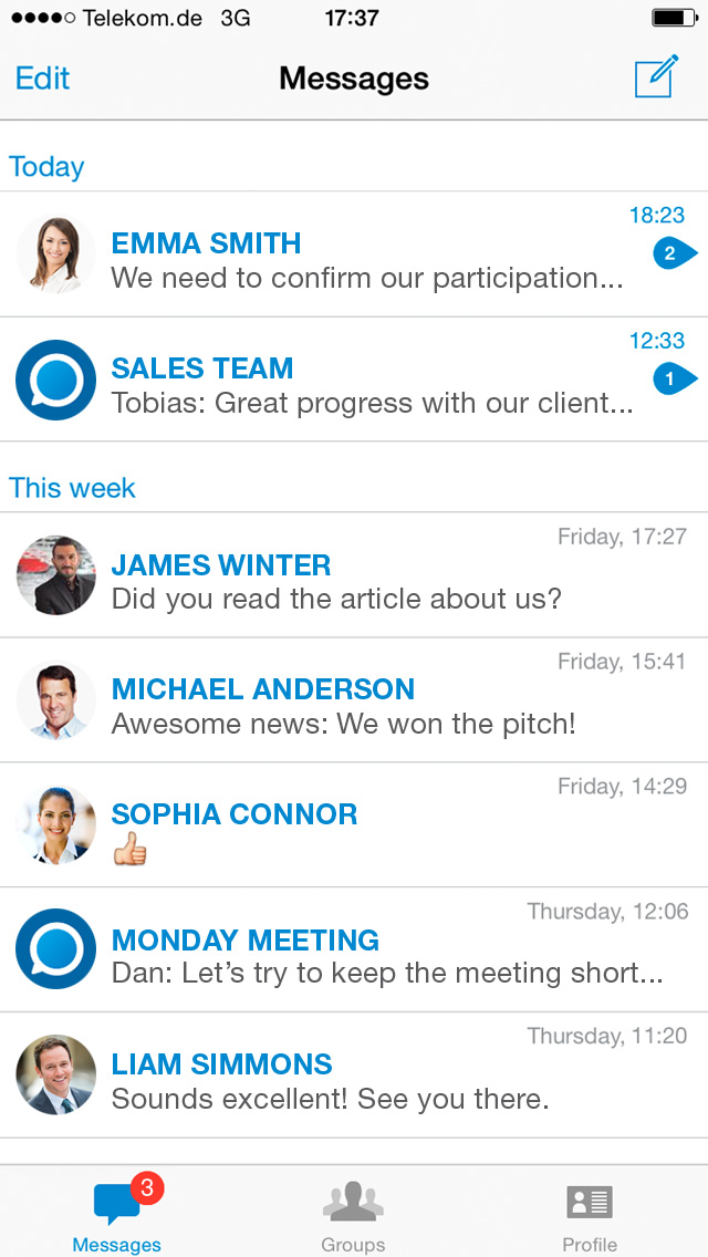 Messaging Inbox in Teamwire