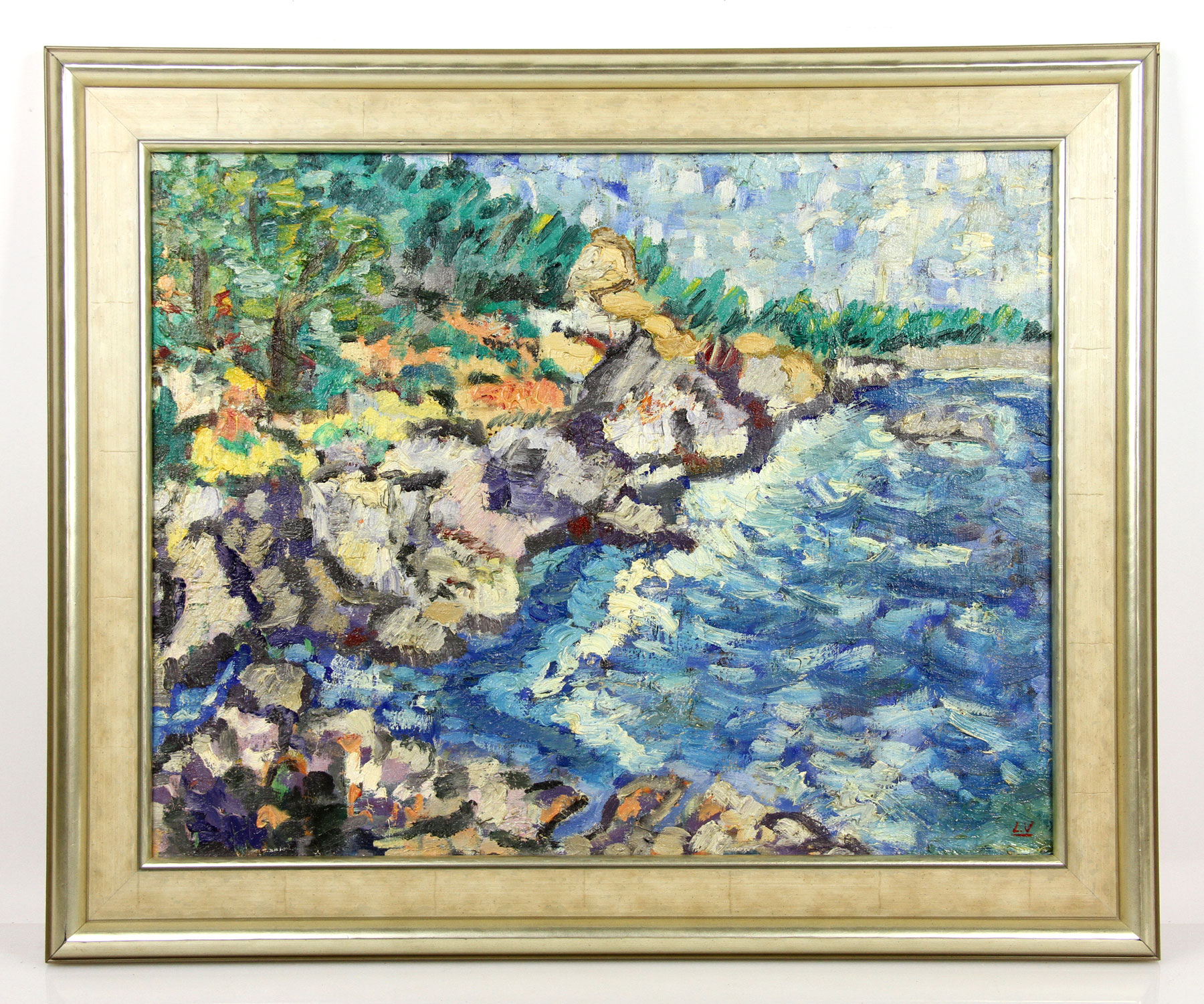 Attributed to Louis Valtat (French, 1869-1952), coastal scene, oil on canvas, initialed lower right,