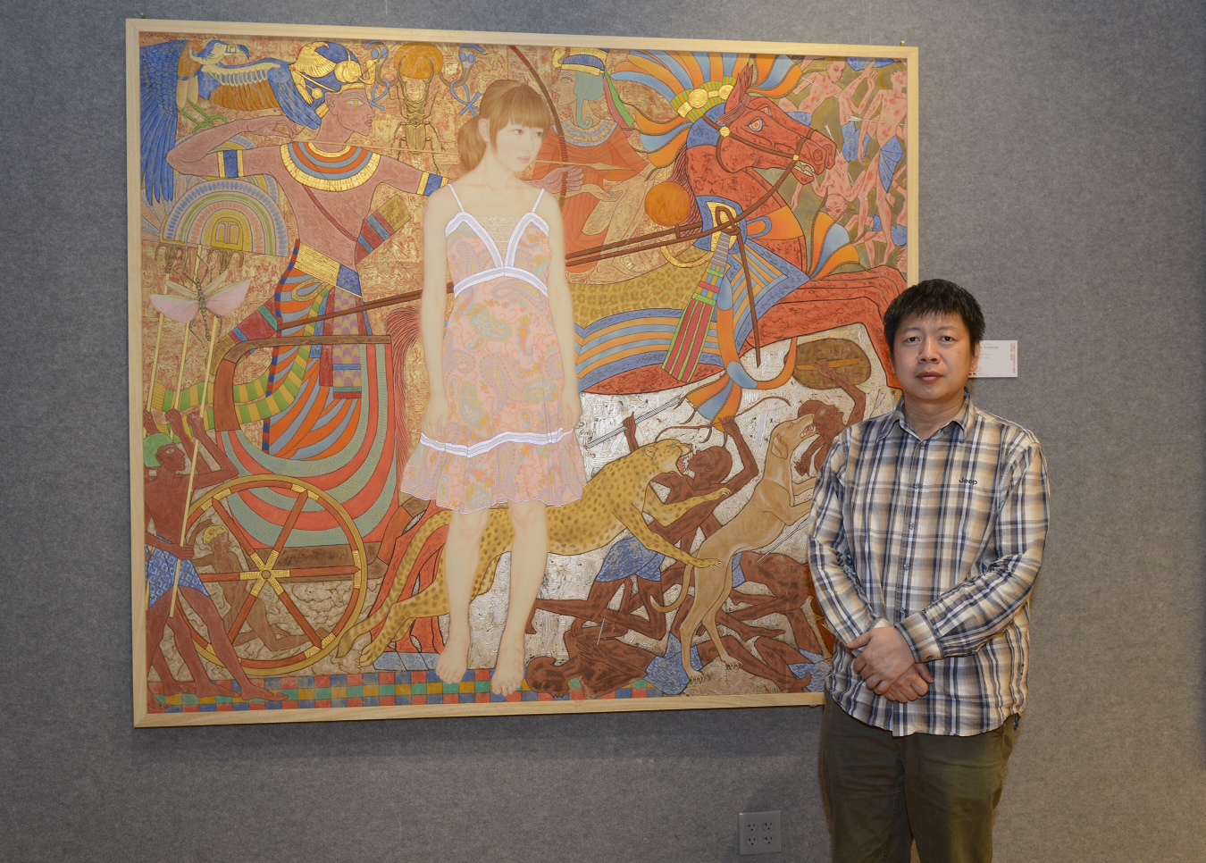 Artist Jin Rui and his painting "The Battlefield"