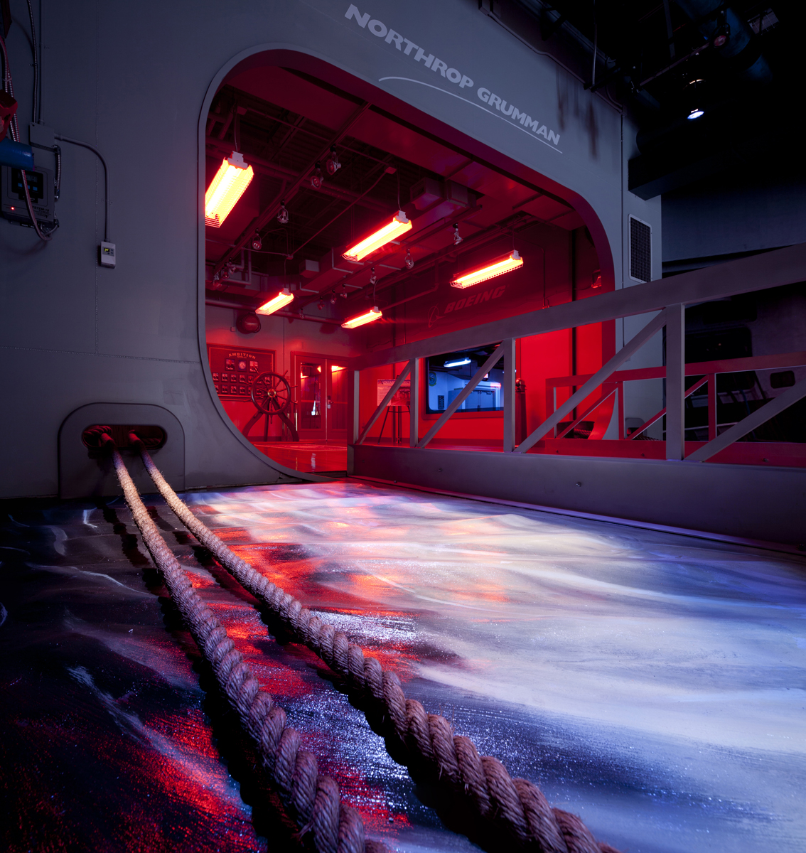 The National Flight Academy's state-of-the-art simulated aircraft carrier, Ambition.