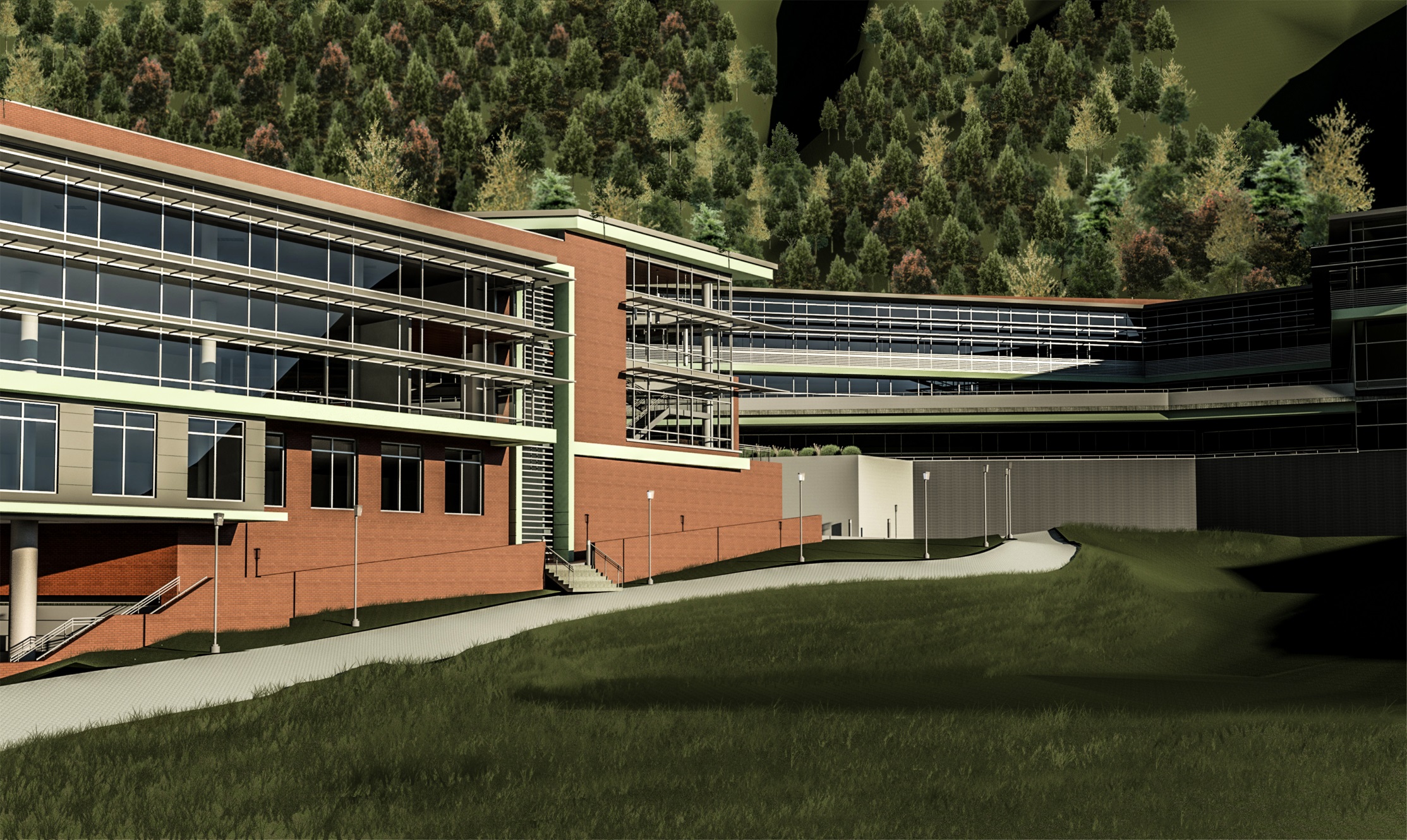 Exterior rendering of new Western Carolina University project - KSQ/Peterson