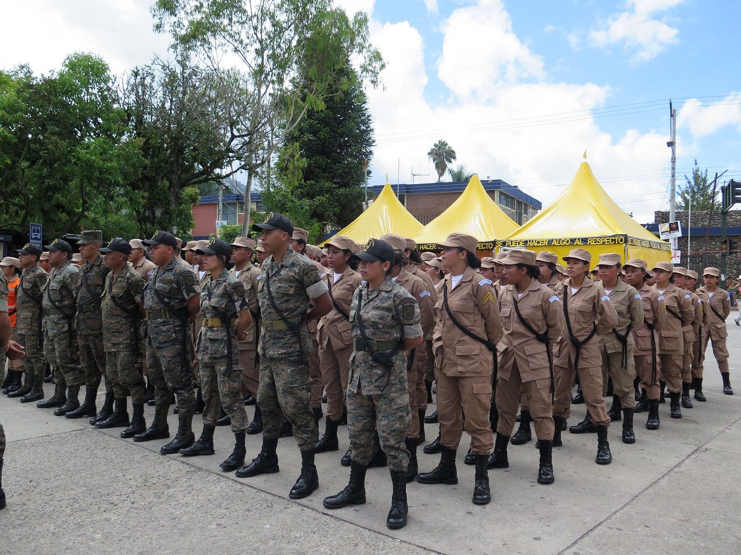 The Guatemala military attend the opening ceremony.
