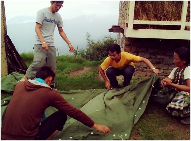 Scientology Volunteer Ministers provide humanitarian relief that included tents, which they help erect in villages in Nepal.