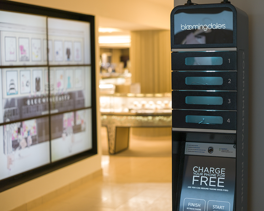 The ChargeItSpot phone charging station at Bloomingdale's in midtown Manhattan