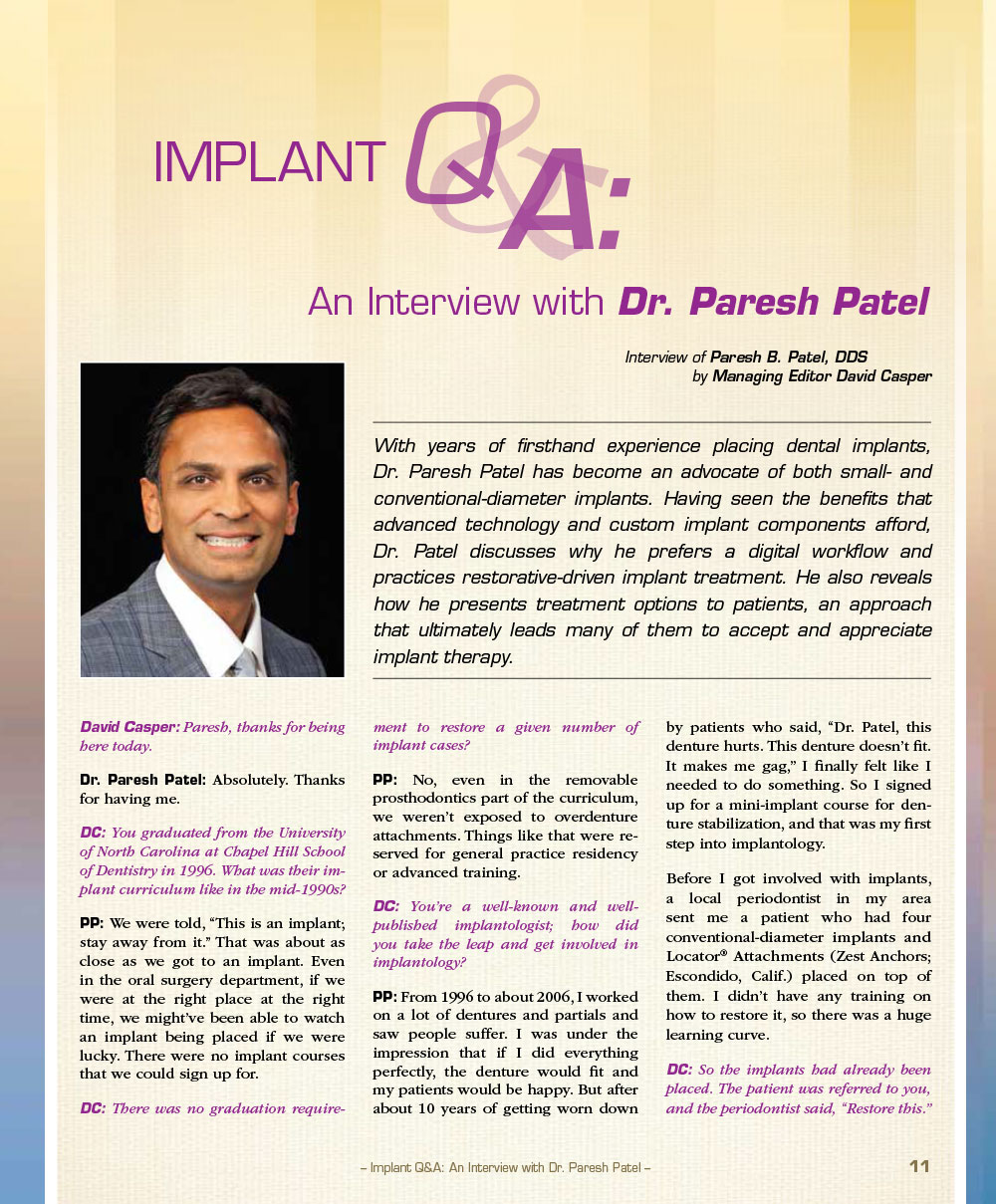 Implant Q & A: An Interview with Dr. Paresh Patel