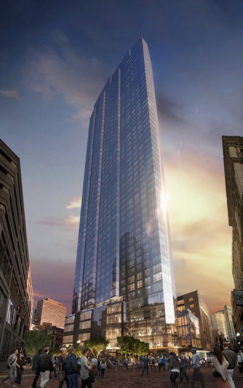 Rendering of the Millennium Tower from street level.