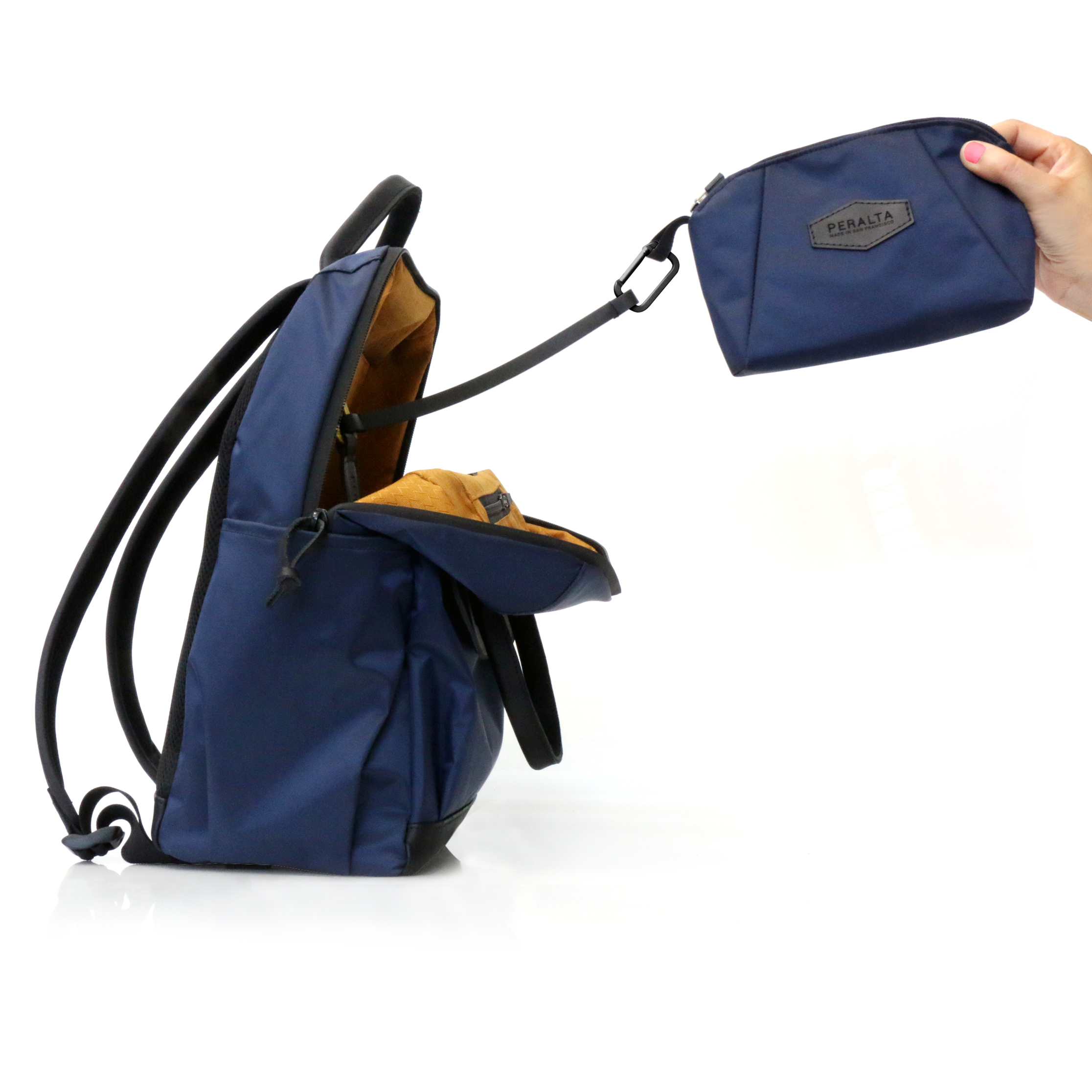 Balani Backpack with Etta Pouch tethered in