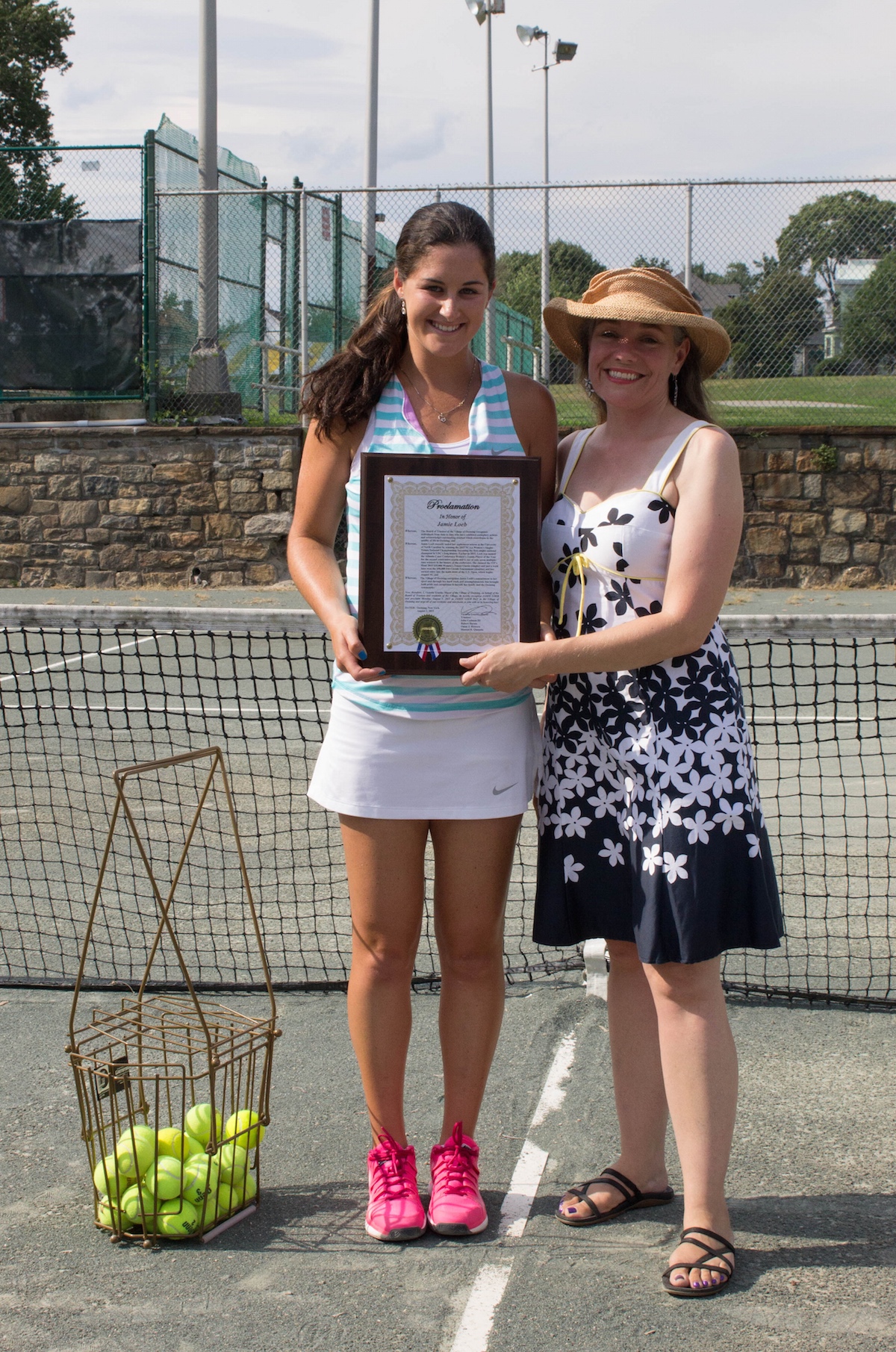 Ossining’s own Jamie Loeb, 2015 NCAA Women’s Singles Tennis National Champion, receives a special proclamation from Village of Ossining Mayor Victoria Gearity declaring August 3 as Jamie Loeb Day.