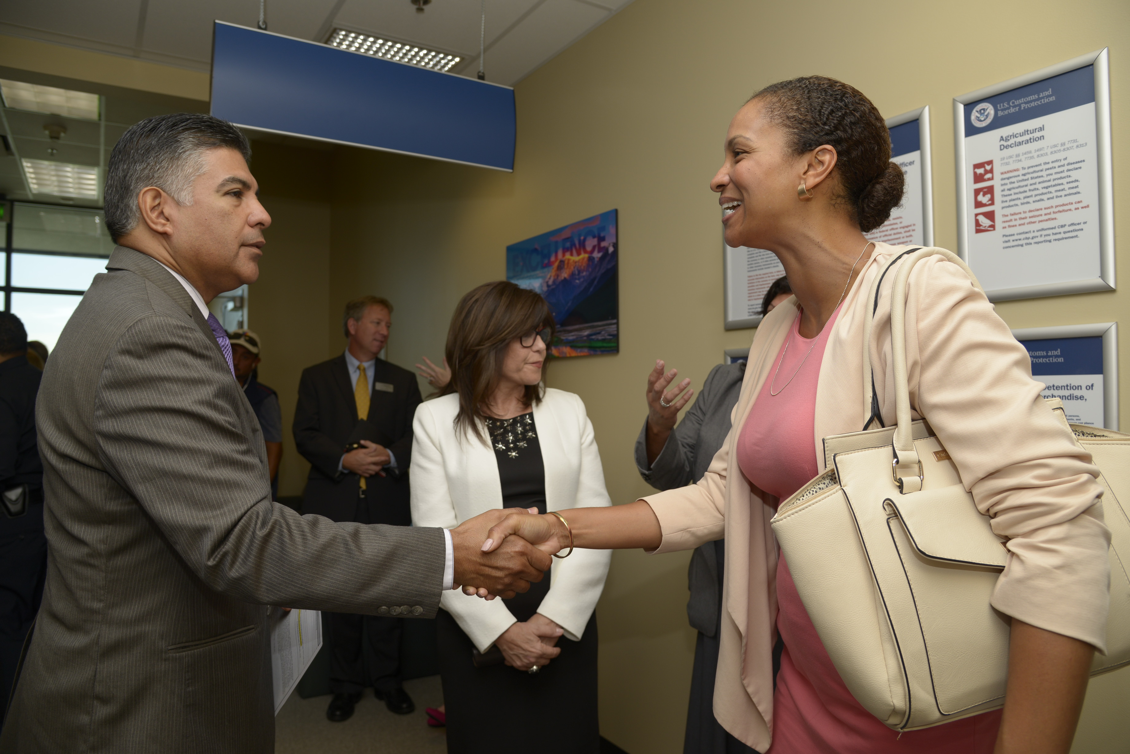 Congressman Tony Cardenas congratulates Los Angeles World Airports Executive Director Deborah Flint