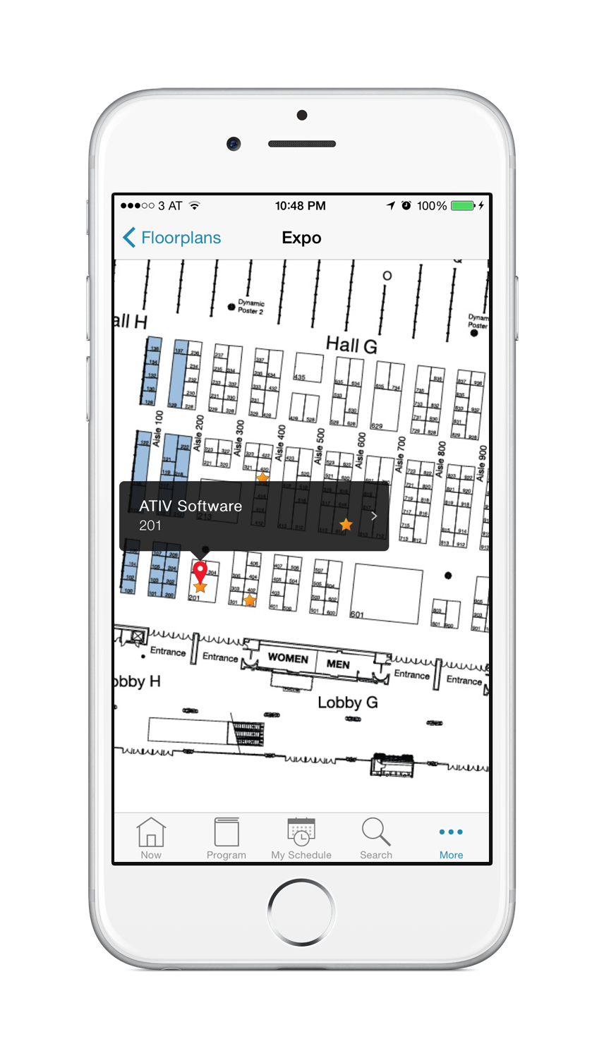 EventPilot Meeting App with expo floor plan