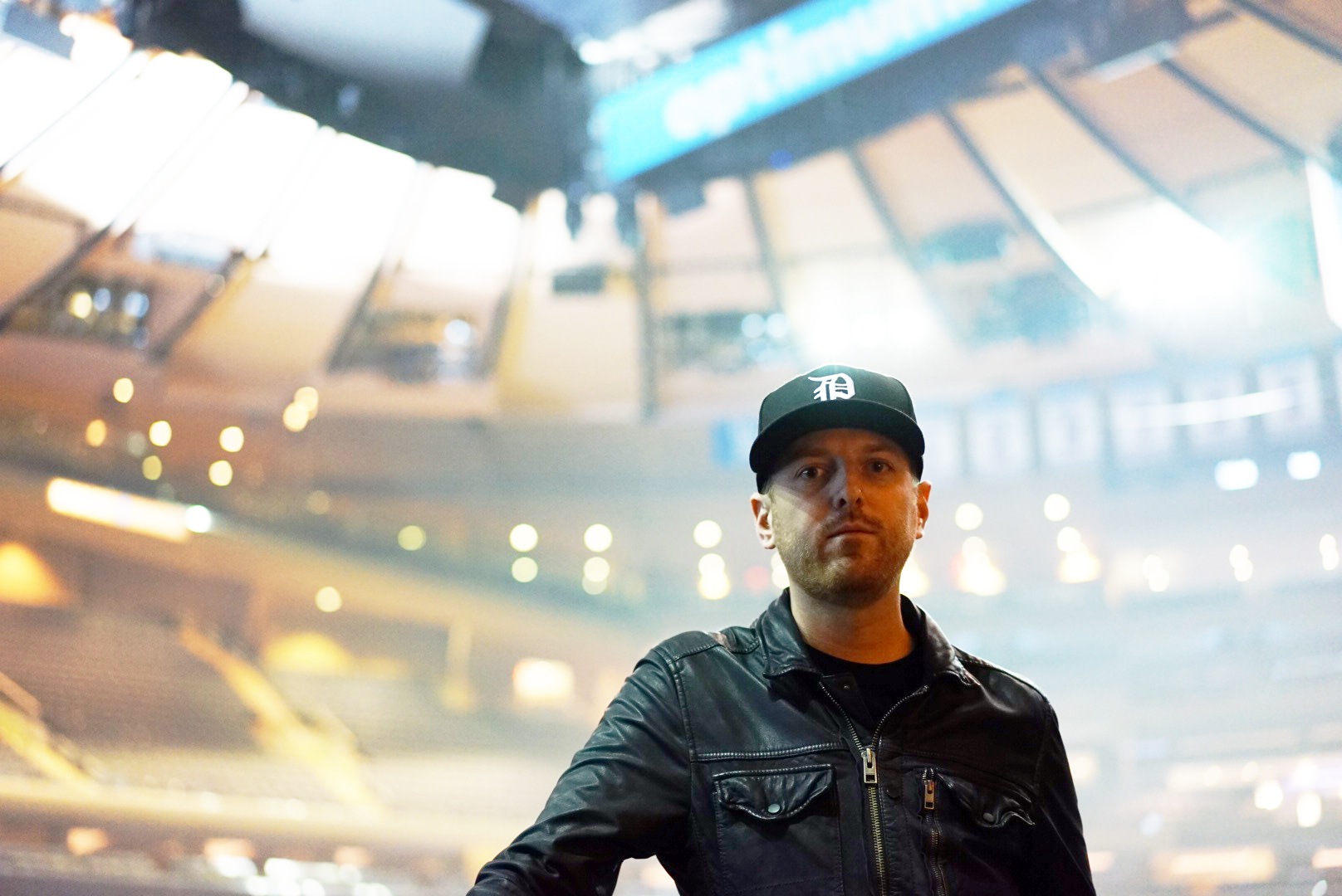 Chris Carhart onstage at Madison Square Garden before Phantogram's March 2015 show
