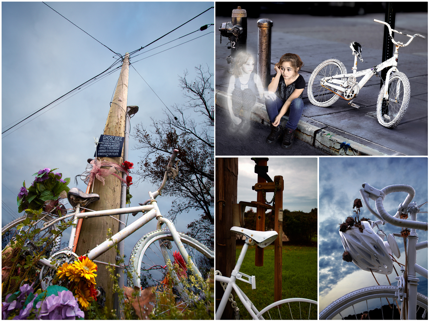various Ghost Bike Images by Genea Barnes