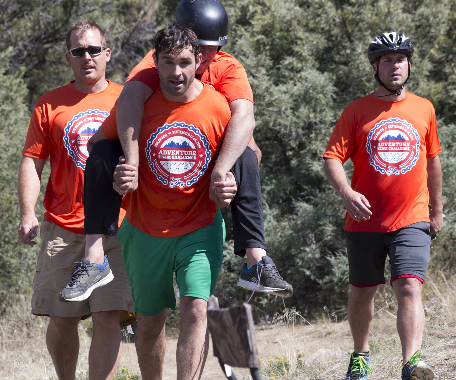 Team members work together during the 2014 Adventure Team Challenge Colorado. Photograph by Chelsea Roberson.