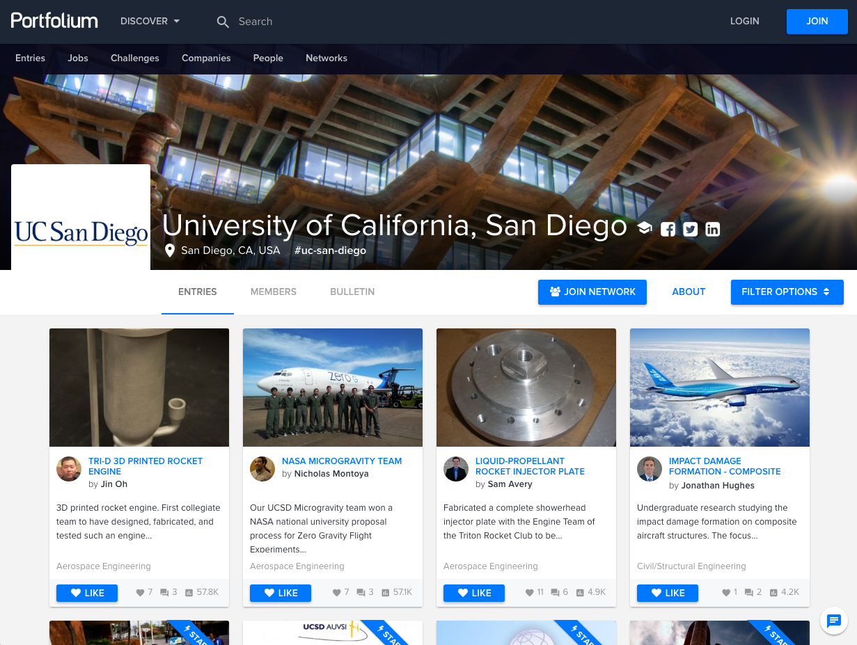 Exclusive UC San Diego Portfolium Network