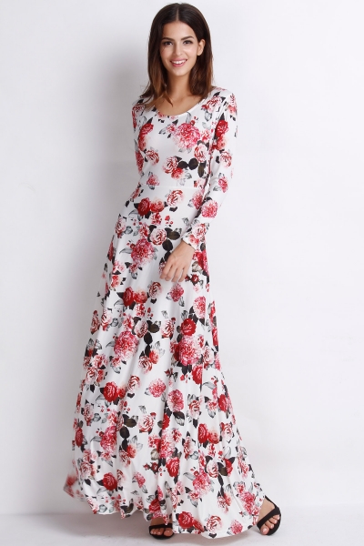 Rustic Romance Floral Long Sleeves Dress