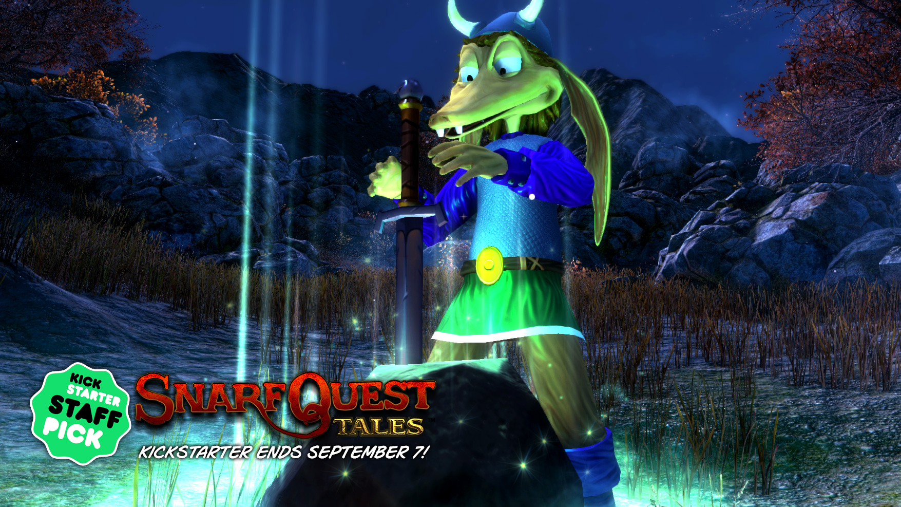 Can Snarf remove the sword from the stone? (Probably not, but he might as well try for a shot at free treasure!)