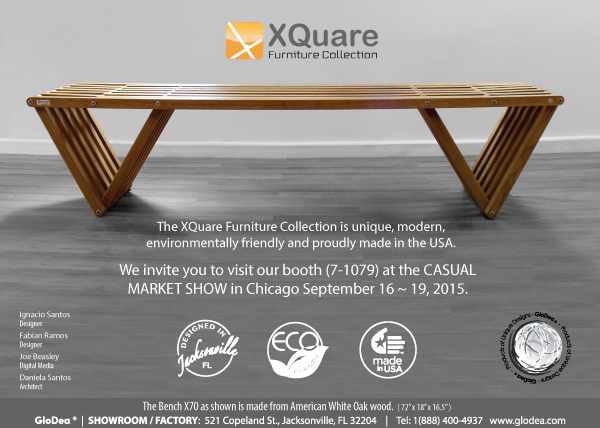 GloDea Premiers XQuare Harwood Furniture at Casual Market show in September