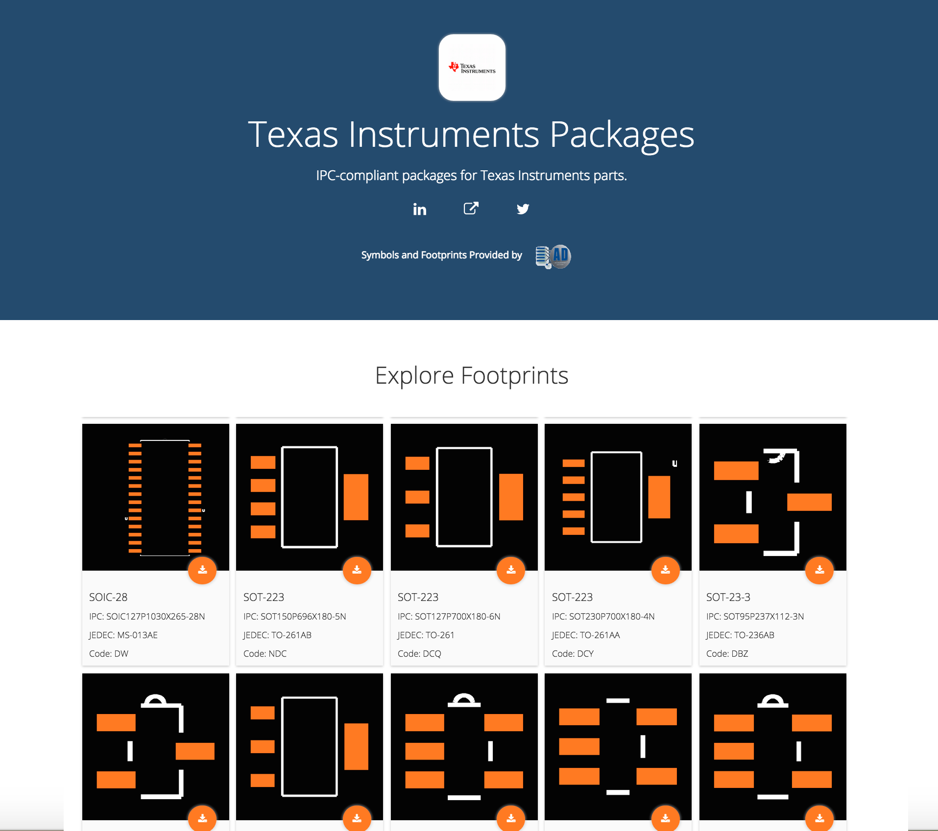 Texas Instruments Footprints on SnapEDA, Provided by Accelerated Designs