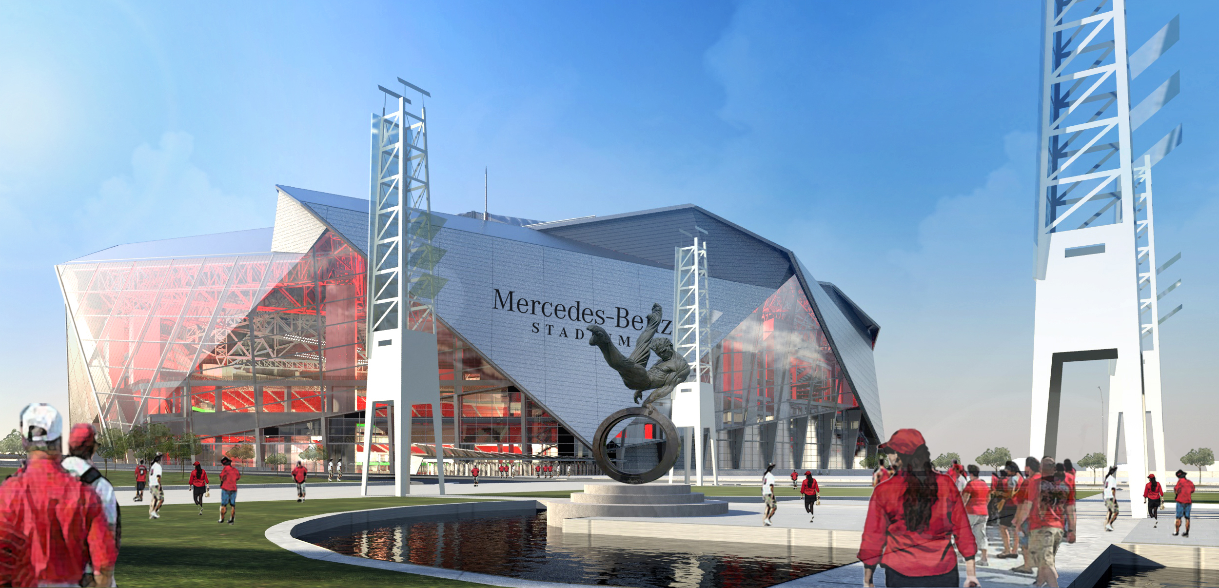 World-class design: The new Mercedes-Benz Stadium combines stunning architectural design with comprehensive environmental features (artist’s rendering of completed stadium).