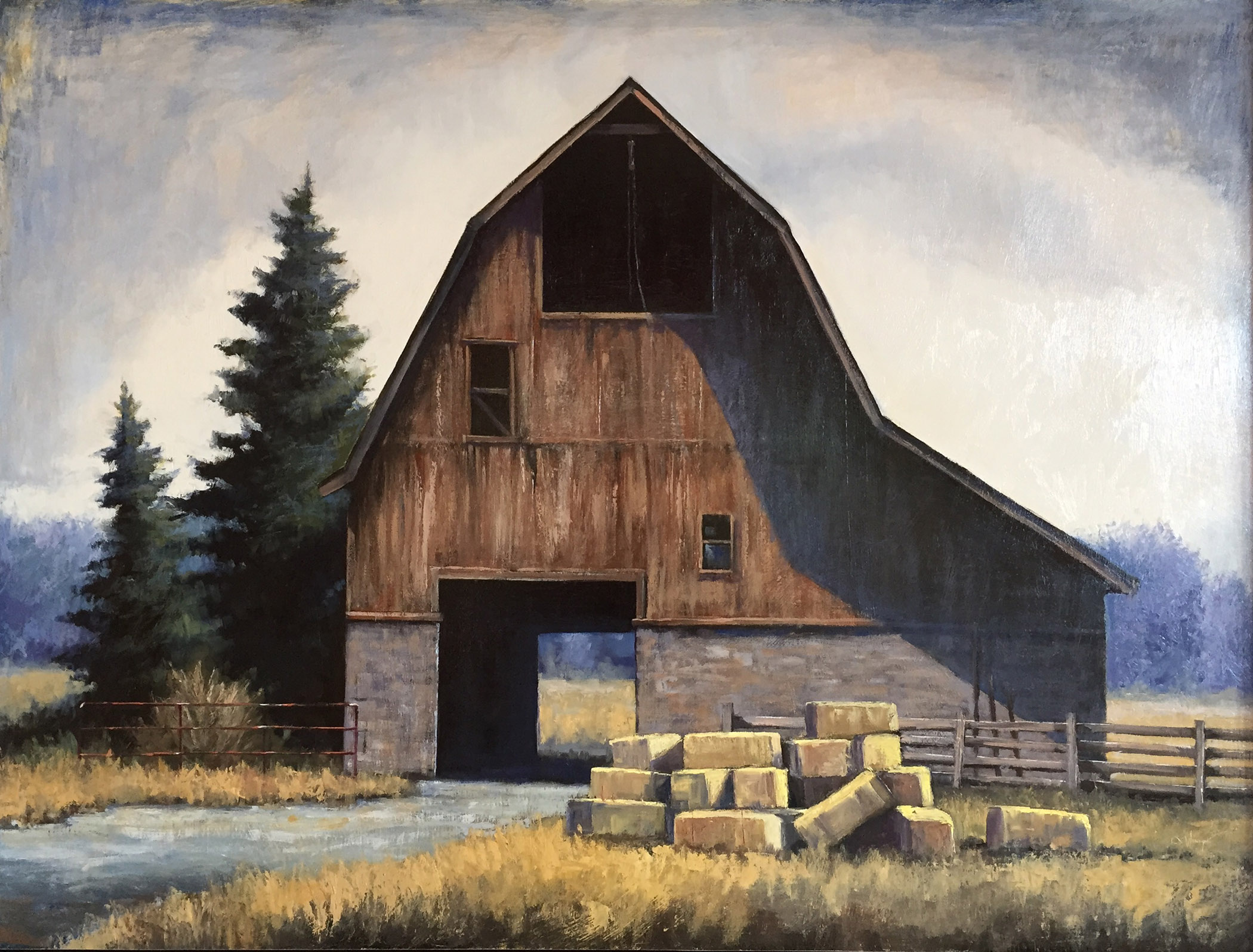 Simon Winegar, "Timbers and Pines," oil on paper, 30 x 40 inches