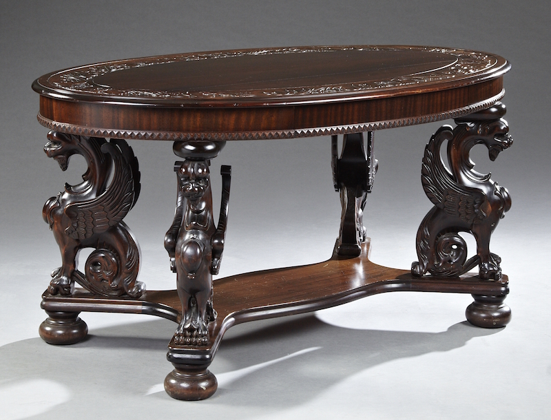 American Renaissance carved mahogany table from the Robert Penn Warren House