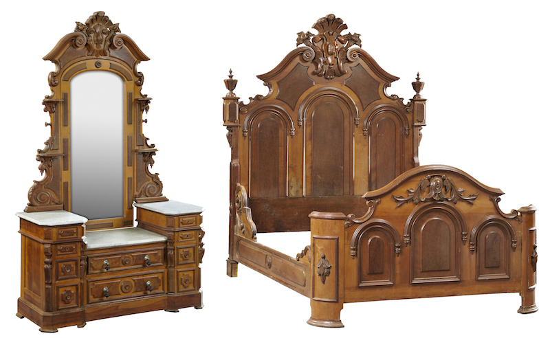 American Renaissance Revival Bed and Chest from the Robert Penn Warren House