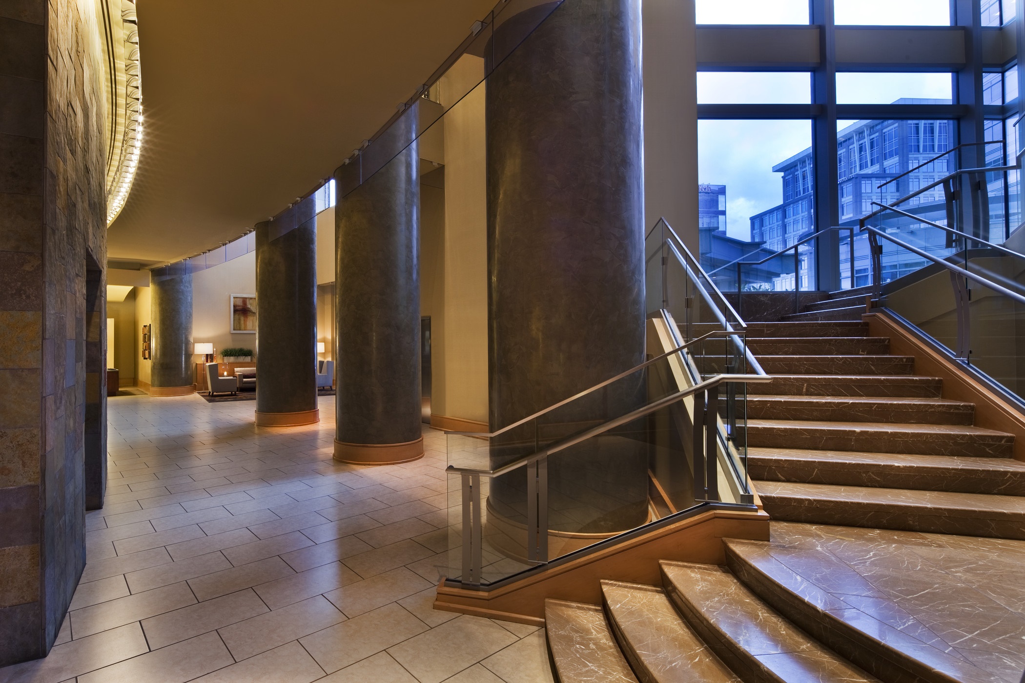 Westin Arlington Lobby Entrance stairway to function space