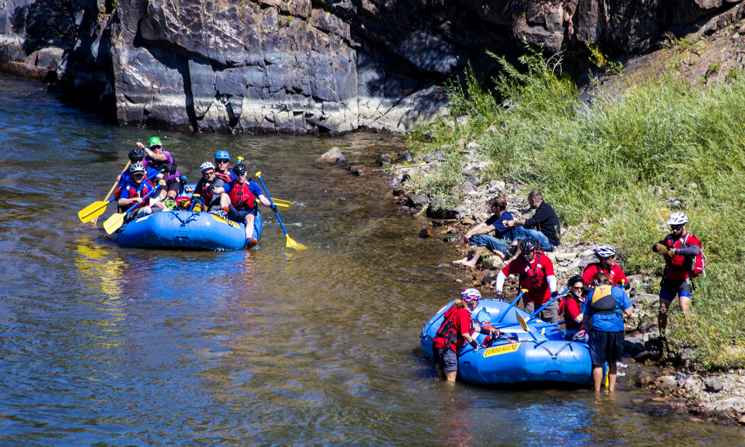 Teams arrive at a check point along the Colorado River during the 2014 Adventure Team Challenge Colorado. Photograph by Chelsea Roberson.