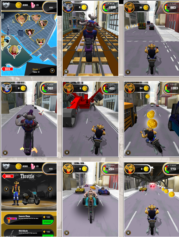 Screenshots of Biker Mice Game