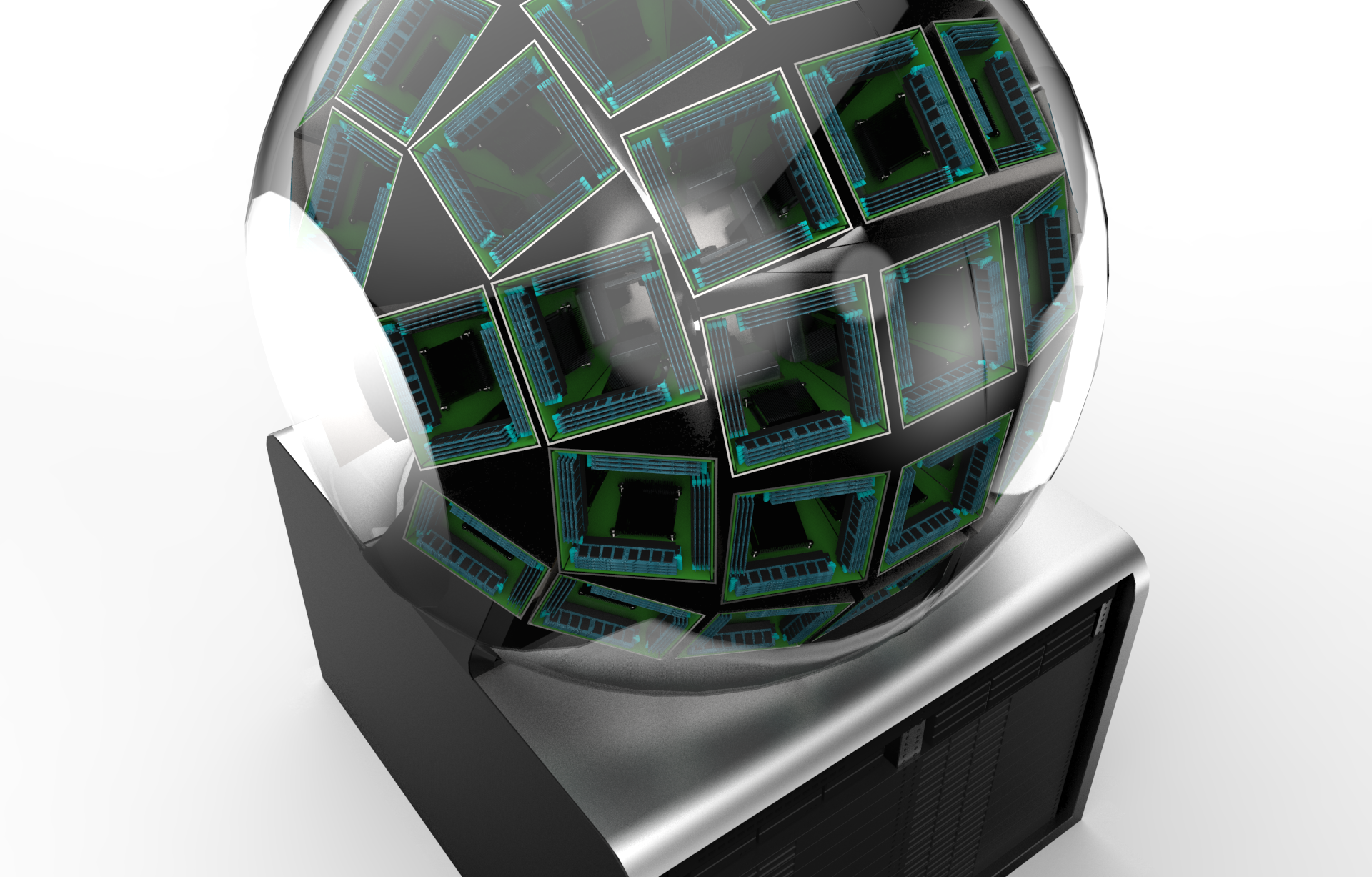 upper view angle of spherical supercomputer