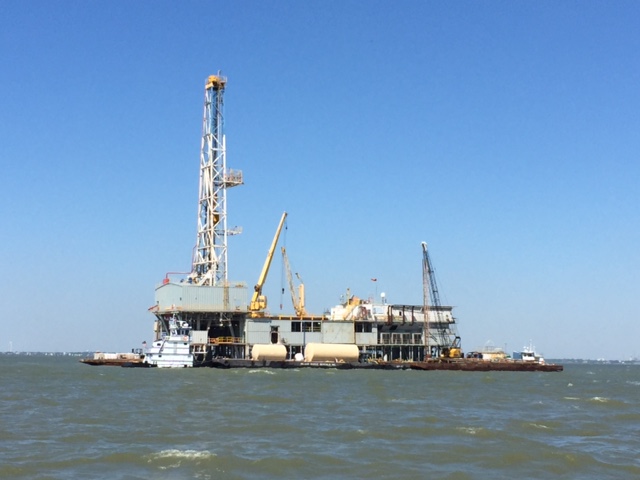 CEG Holdings - Project Barge Rig Pulling Into Galveston Bay - Texas