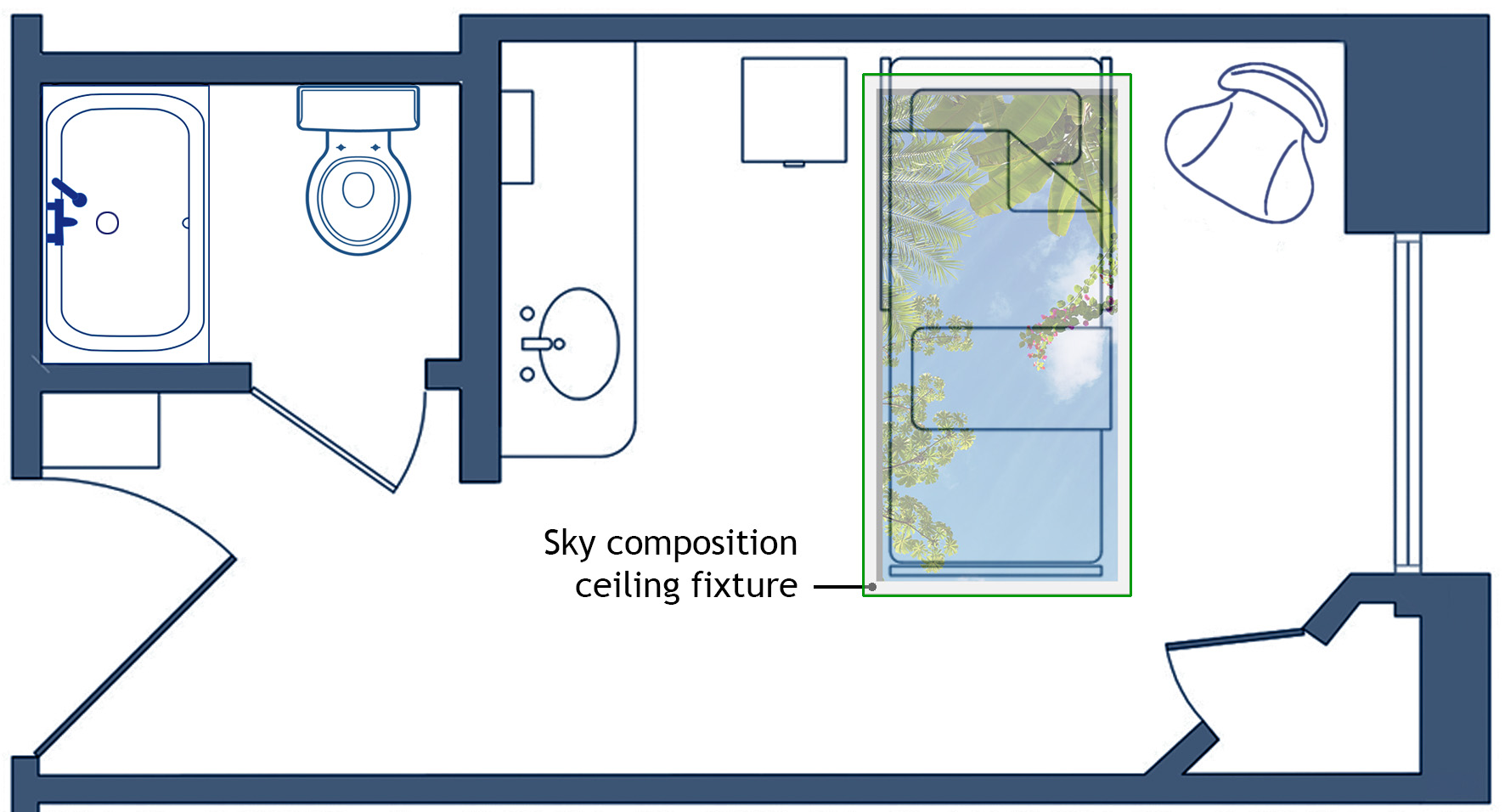 Luminous SkyCeiling over the patient bed. Diagram courtesy of Texas Tech University’s Dept. of Design.