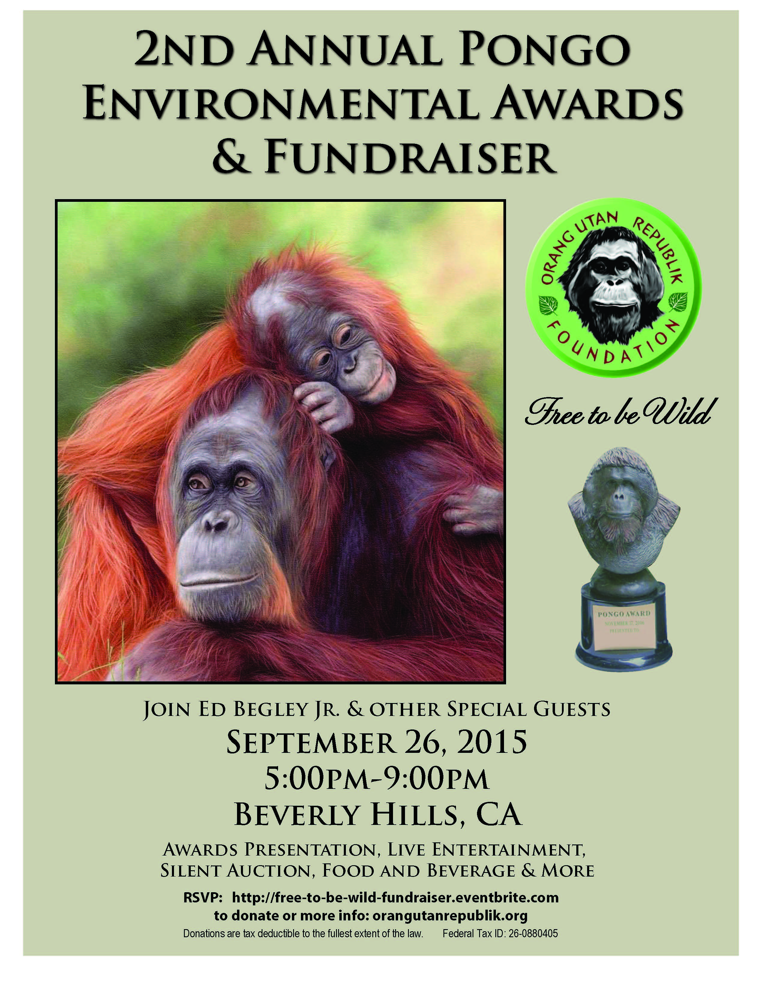 Poster for 2nd Annuall Pongo Environmental Awards and Fundraiser