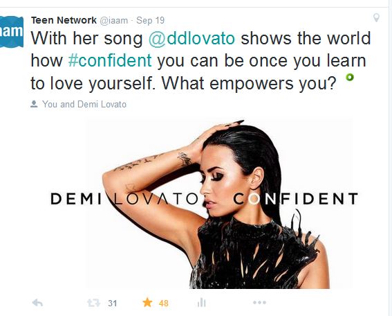 iaam-tweet-about-Demi-Lovato-inspiring-song-confident