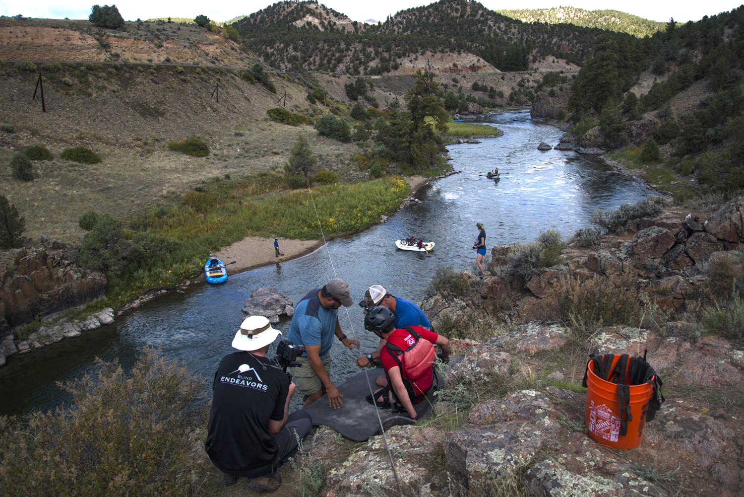 Team members crossed the Colorado River near Radium on a high zip line Saturday. Photograph by Brian Gliba.