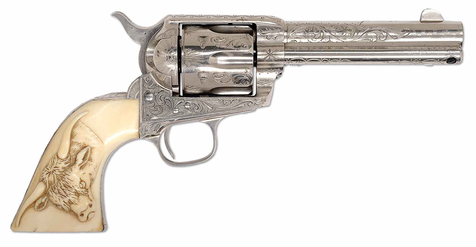 An exceptional early Nimschke engraved Colt SA from the Philip Bleakney Estate Collection.