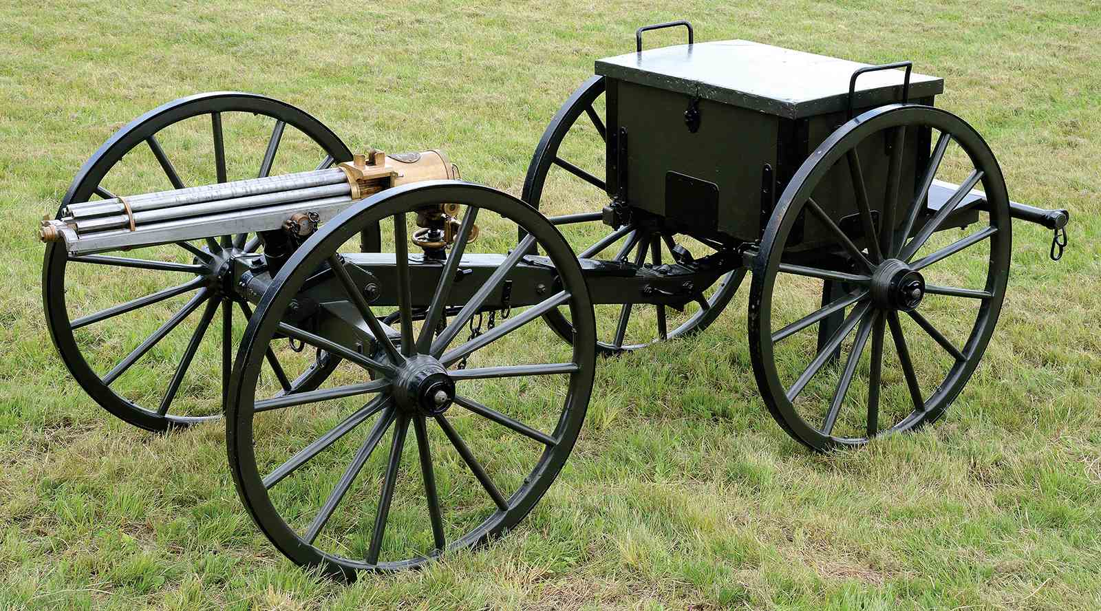 A rare and outstanding Colt Model 1875 Gatling gun on Carriage with Limber.