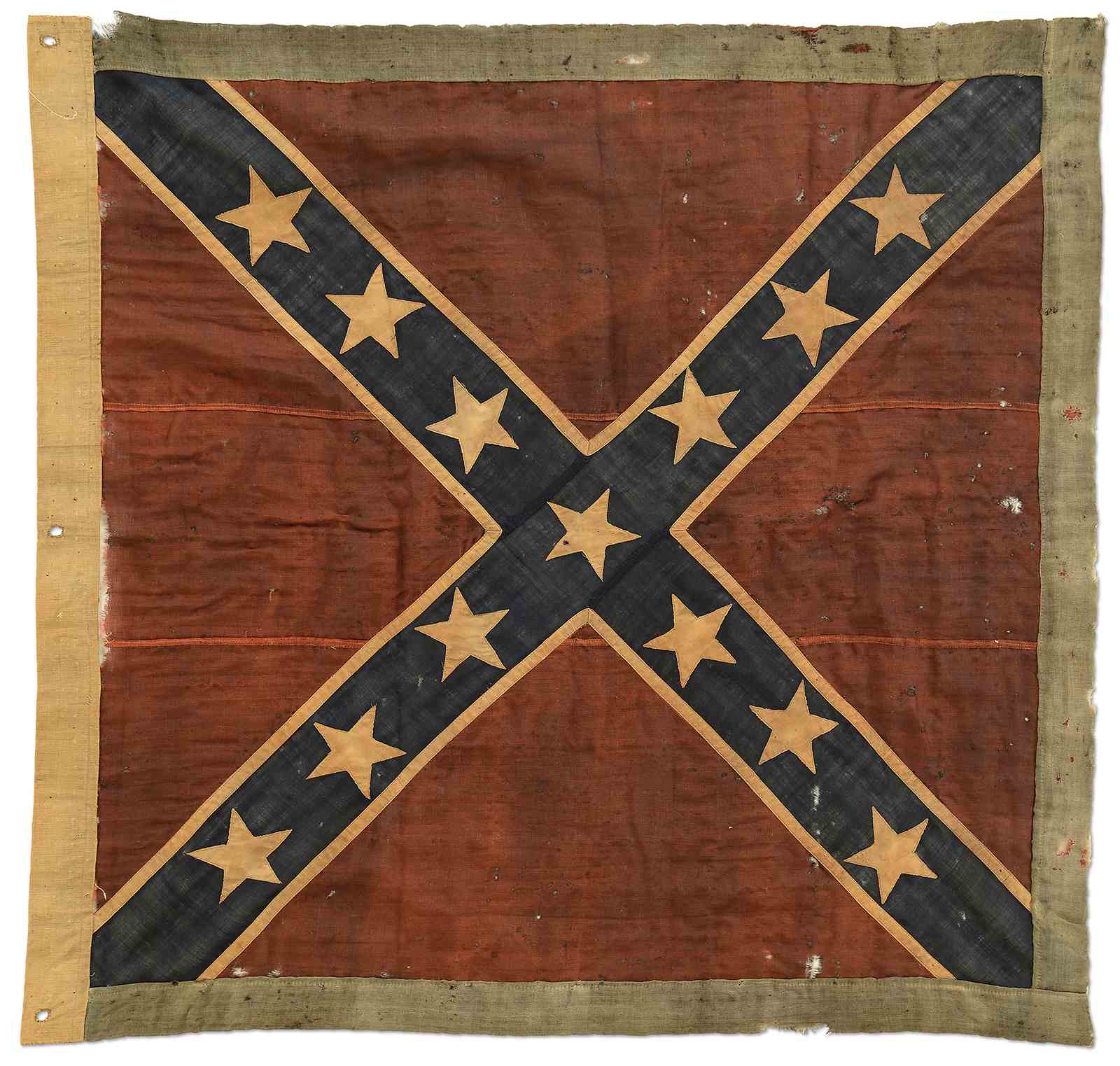 The unique Army of Northern Virginia Battle Flag of Confederate Marines under Robert E. Lee. It was captured at the Battle of Sailor’s Creek.