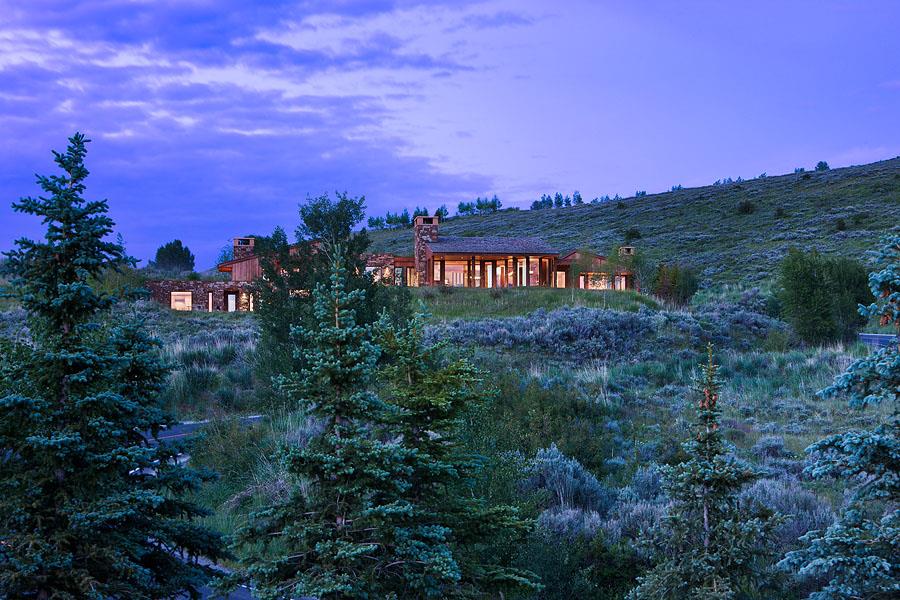 “Aman 10,” one of nine site-sensitive private residences designed by Ward + Blake Architects at the Jackson Hole luxury Amangani Resort.