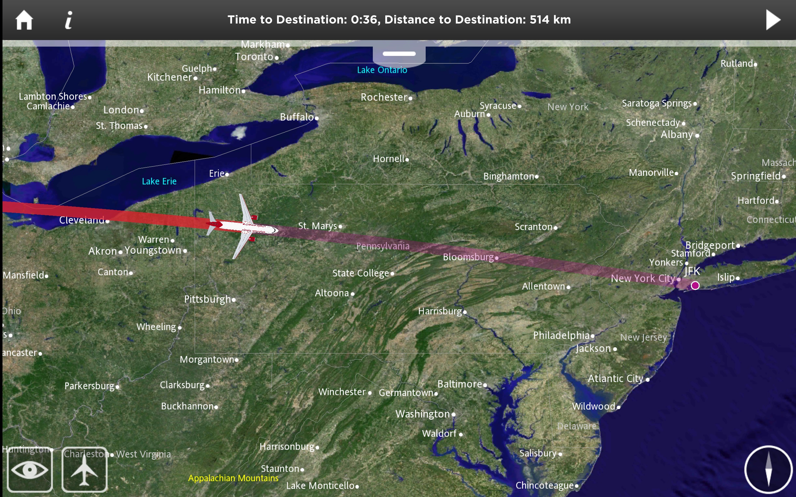 Virgin America's New Interactive Moving Map Service