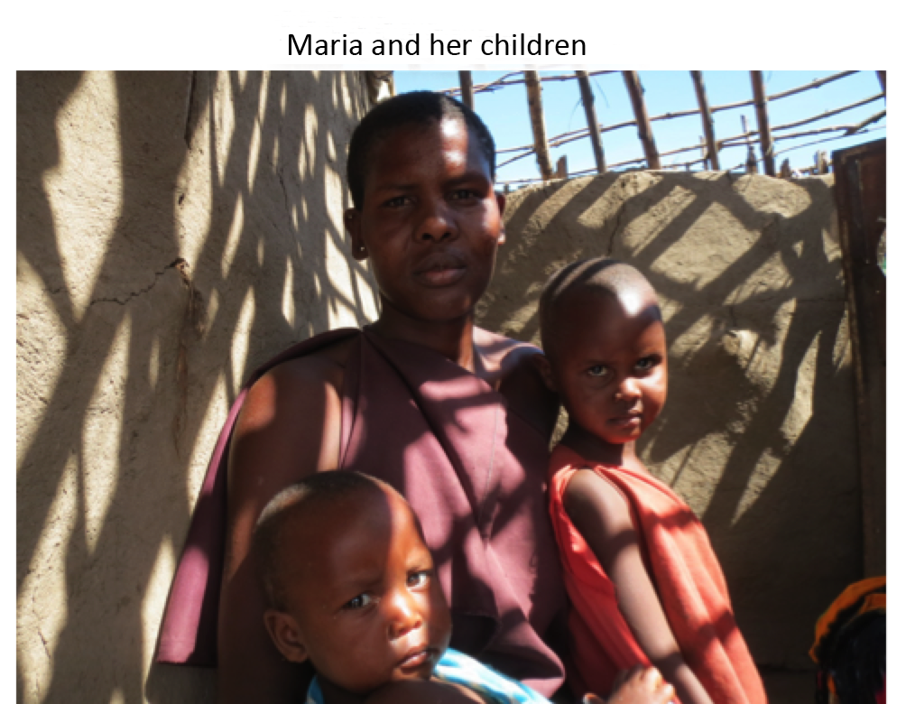 Maasai widow Maria and her children