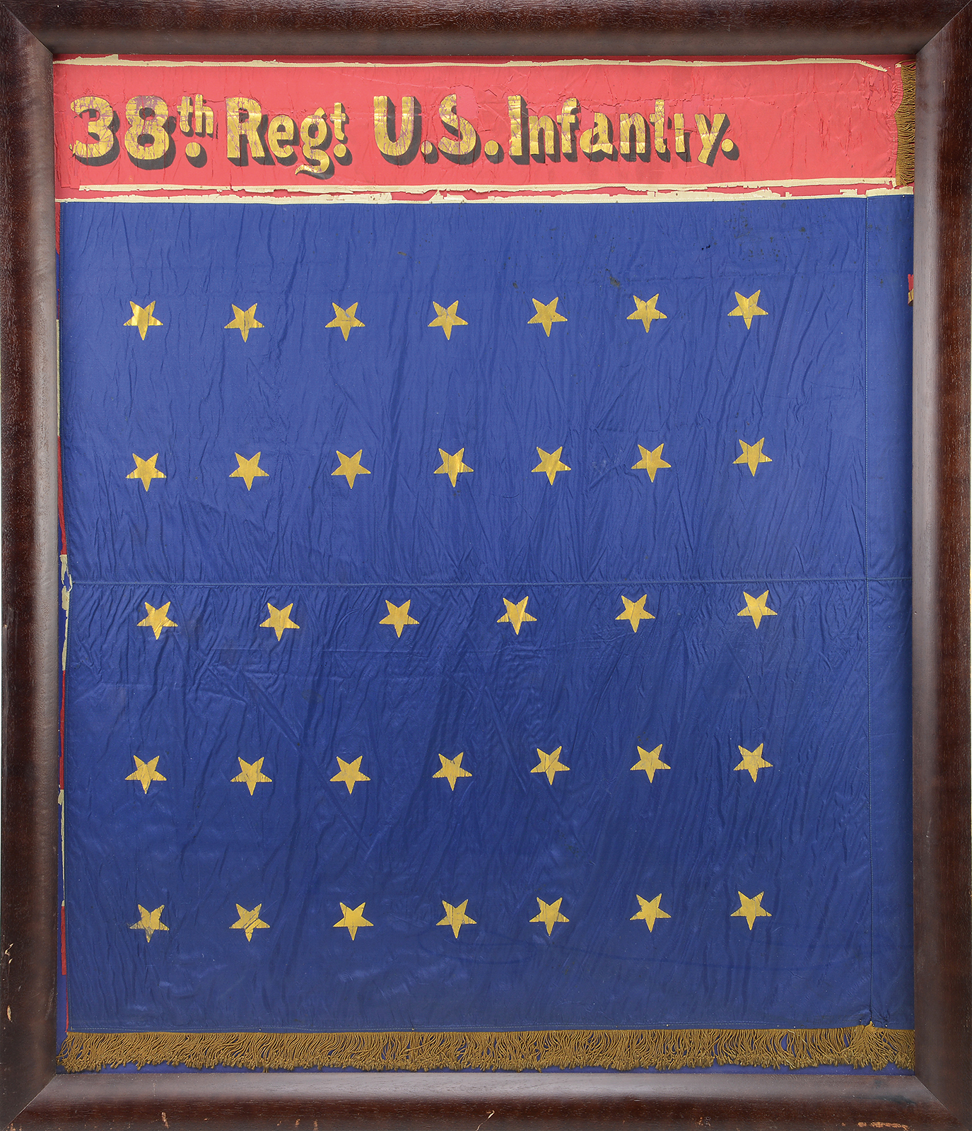 HISTORIC AND IMPORTANT FLAG OF THE ALL BLACK 38TH REGIMENT US INFANTRY.