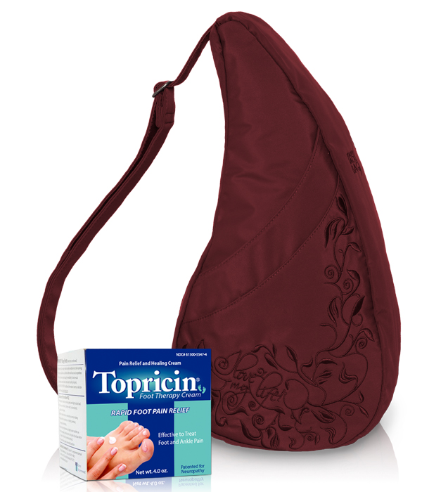 The Healthy Back Bag features an ergonomic design for comfort, minimizing stress on shoulders, neck and back, while Topricin Foot Therapy Cream is patented for neuropathy (chemo-induced and diabetic)