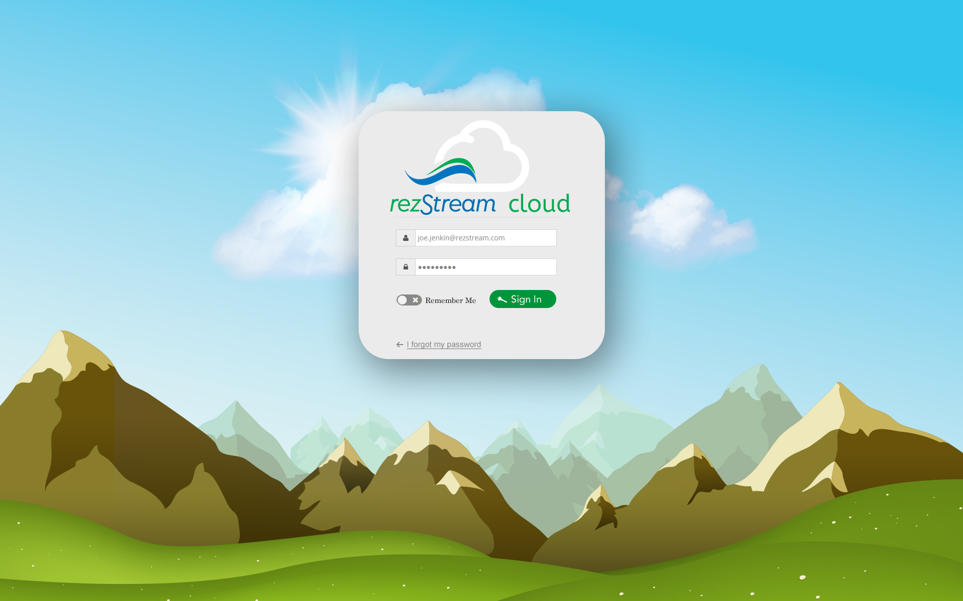RezStream Cloud login screen