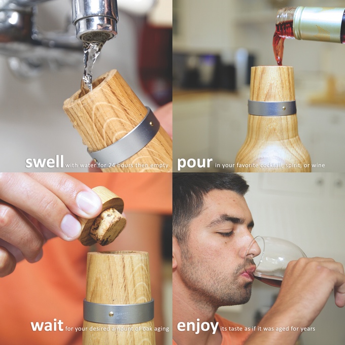 The Oak Bottle makes it possible for the regular person to oak age their favorite wines and spirits in hours